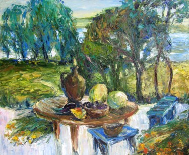 Painting titled "Осенний натюрморт н…" by Angelina Maslikova, Original Artwork, Oil
