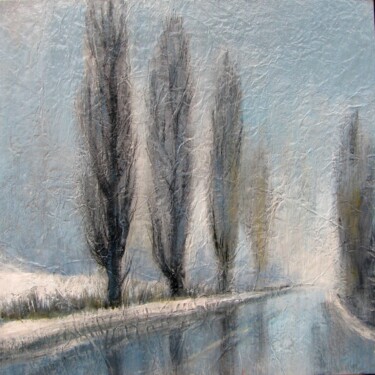 Painting titled "Winter road. Fog." by Angelina Maslikova, Original Artwork, Acrylic