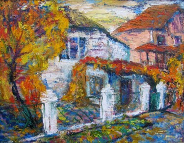 Malerei mit dem Titel "Autumn in the city" von Angelina Maslikova, Original-Kunstwerk