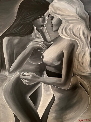 Картина под названием "Две личности" - Angelina Masson, Подлинное произведение искусства, Акрил Установлен на Деревянная пан…