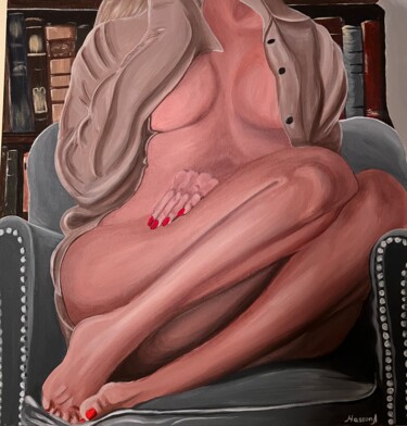 Painting titled "Девушка в кресле" by Angelina Masson, Original Artwork, Acrylic