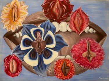 Картина под названием "Цветы жизни" - Angelina Masson, Подлинное произведение искусства, Акрил Установлен на Деревянная пане…