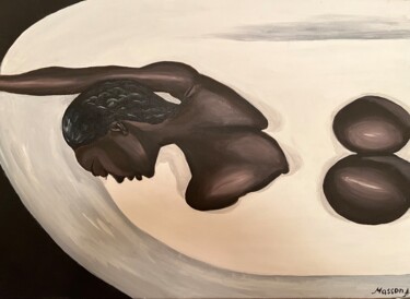 Painting titled "In milk" by Angelina Masson, Original Artwork, Acrylic Mounted on Wood Panel