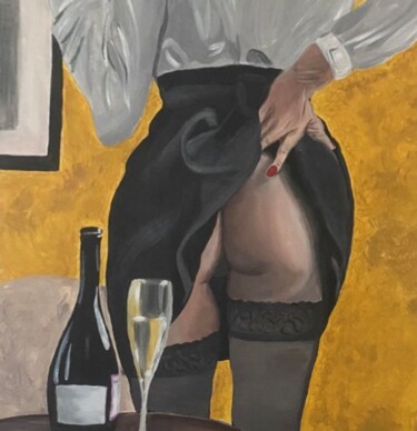 Painting titled "Date" by Angelina Masson, Original Artwork, Acrylic Mounted on Wood Panel