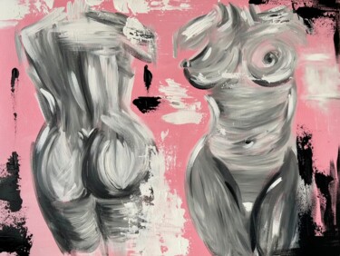 Schilderij getiteld "Женское тело" door Angelina Masson, Origineel Kunstwerk, Acryl Gemonteerd op Houten paneel