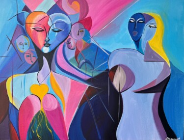 绘画 标题为“Любовь в голове” 由Angelina Masson, 原创艺术品, 丙烯 安装在木板上