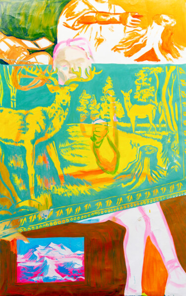 Malerei mit dem Titel "Le cerf" von Angelina Pavlova, Original-Kunstwerk, Öl Auf Keilrahmen aus Holz montiert