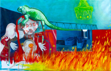 绘画 标题为“C'est le feu” 由Angelina Pavlova, 原创艺术品, 油 安装在木质担架架上