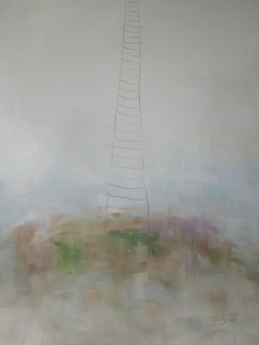 Painting titled "Лестница на небеса" by Angelina Damenia, Original Artwork, Oil