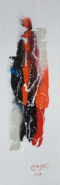 Pittura intitolato "Женщина в красном п…" da Angelina Damenia, Opera d'arte originale, Olio