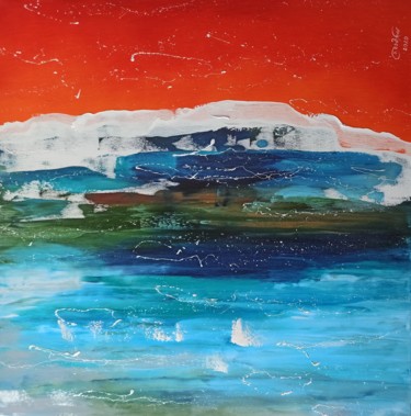 Painting titled "Морской пейзаж" by Angelina Damenia, Original Artwork, Oil