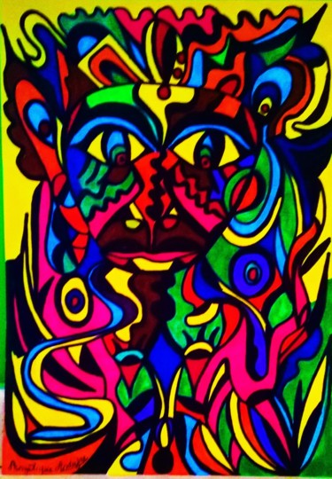 Dessin intitulée "divinité!" par Angélique Andujar, Œuvre d'art originale, Marqueur