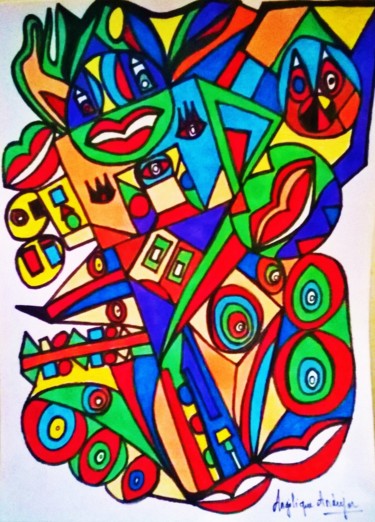 Dessin intitulée "Sourire!" par Angélique Andujar, Œuvre d'art originale