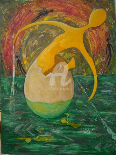 Painting titled "Dans une coquille d…" by Angeline Cathelain  ( Catelaine), Original Artwork, Acrylic