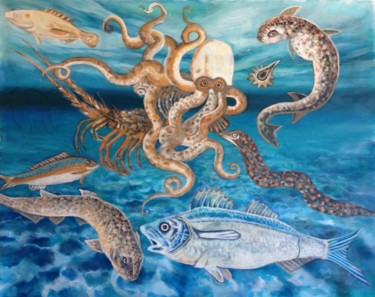 Peinture intitulée "De mooie onderwater…" par Angeline Rosendaal, Œuvre d'art originale, Huile