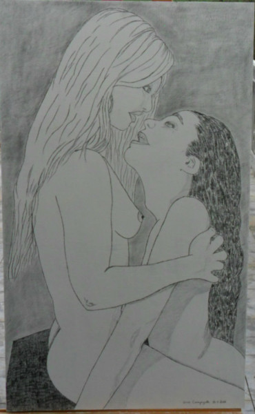 Dessin intitulée "Femmes Nues Le Gran…" par Angelino Campigotto, Œuvre d'art originale, Crayon