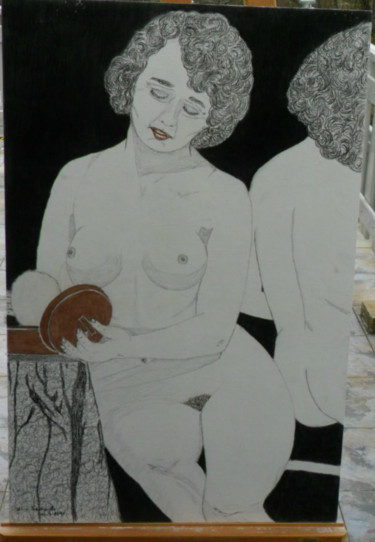 Dessin intitulée "Femme Nue Entrain D…" par Angelino Campigotto, Œuvre d'art originale, Crayon