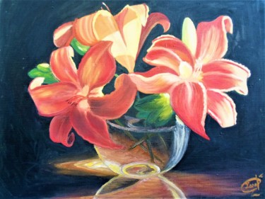 Картина под названием "Lilies" - Olga Khaladzhieva, Подлинное произведение искусства, Масло