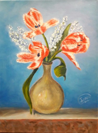 Картина под названием "Tulips" - Olga Khaladzhieva, Подлинное произведение искусства, Масло