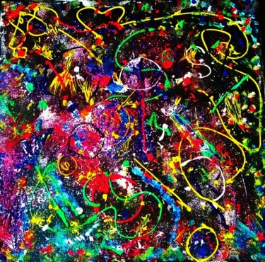 Painting titled "le cosmos dans tous…" by Angélique Andujar, Original Artwork, Acrylic Mounted on Wood Stretcher frame