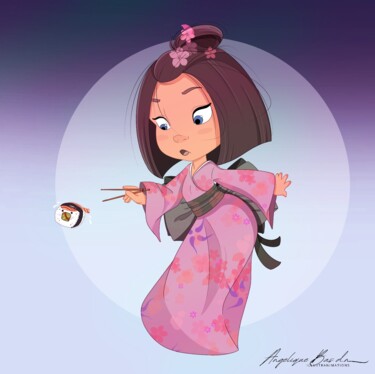 Digital Arts titled "Little Sushis" by Angelique Bas, Original Artwork, 2D Digital Work