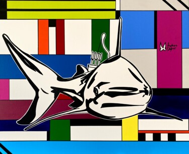 Картина под названием "Requin" - Angélique Dufossé, Подлинное произведение искусства, Акрил