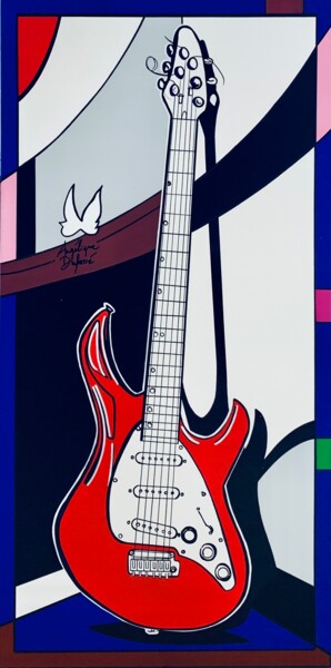 Malerei mit dem Titel "Guitare électrique" von Angélique Dufossé, Original-Kunstwerk, Acryl