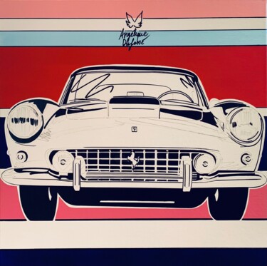 Painting titled "Ferrari Vintage" by Angélique Dufossé, Original Artwork, Acrylic