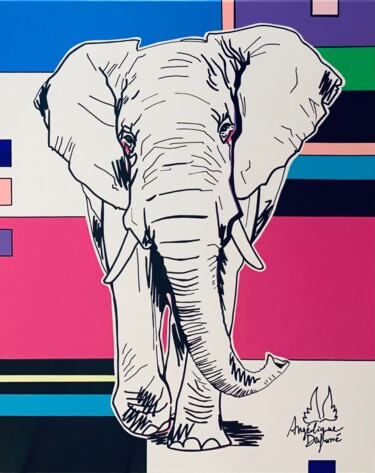 Peinture intitulée "Éléphant bientôt ro…" par Angélique Dufossé, Œuvre d'art originale, Acrylique