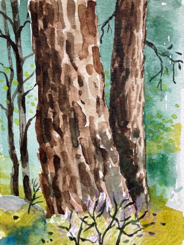 Peinture intitulée "Etudes de pins" par Angélique Guillemet, Œuvre d'art originale, Aquarelle