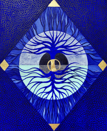 Ζωγραφική με τίτλο "Arbre talisman outr…" από Angélique Guillemet, Αυθεντικά έργα τέχνης, Ακρυλικό Τοποθετήθηκε στο Ξύλινο φ…