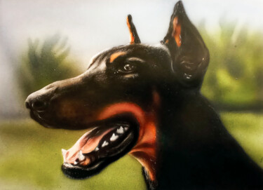 Peinture intitulée "Commande chien" par Angelique Joao, Œuvre d'art originale, Acrylique