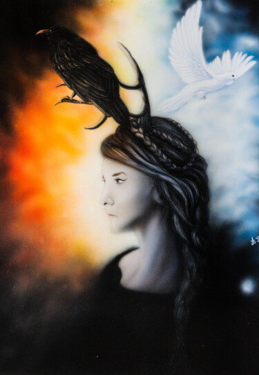 Painting titled "Prophétie" by Angelique Joao, Original Artwork, Acrylic