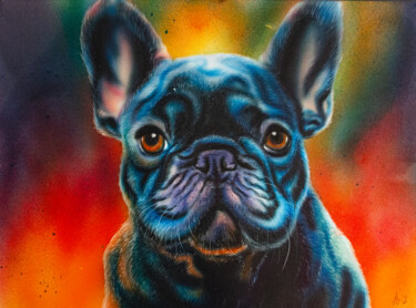 Schilderij getiteld "Petit Bouledogue" door Angelique Joao, Origineel Kunstwerk, Acryl