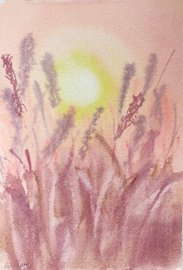 Peinture intitulée "Champ fleuri" par Angelique Ksiazek, Œuvre d'art originale, Aquarelle