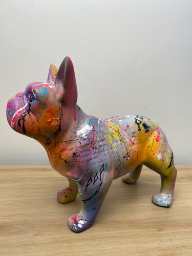 Skulptur mit dem Titel "Sculpture Bulldog P…" von Angélique Louail, Original-Kunstwerk, Sprühfarbe