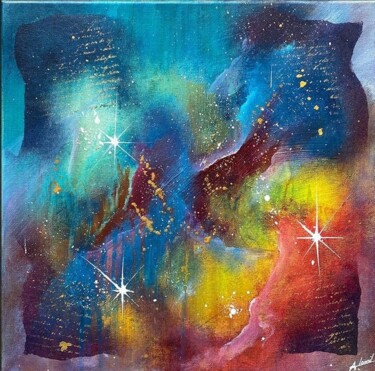 Malarstwo zatytułowany „Nebula” autorstwa Angélique Louail, Oryginalna praca, Akryl Zamontowany na Drewniana rama noszy