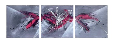 Painting titled "Malva (Triptyque)" by Angélique Louail, Original Artwork, Acrylic Mounted on Wood Stretcher frame