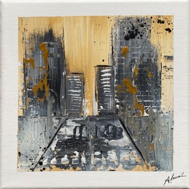 Painting titled "Urban city" by Angélique Louail, Original Artwork, Acrylic Mounted on Wood Stretcher frame