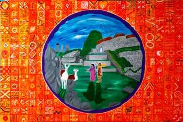 Painting titled "legende inca mama o…" by Angélique Marchese, Original Artwork, Acrylic Mounted on Wood Stretcher frame