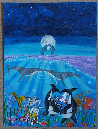 Peinture intitulée "un amour océanique" par Angélique Marchese, Œuvre d'art originale, Acrylique