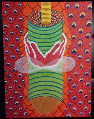 Pintura intitulada "la papillon de la t…" por Angélique Marchese, Obras de arte originais, Acrílico