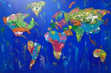 Pittura intitolato "Mappemonde" da Angelique Mouton, Opera d'arte originale, Acrilico