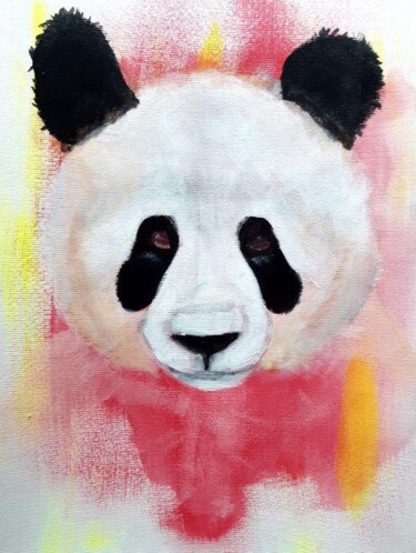 Painting titled "Panda" by Angelique Mouton, Original Artwork, Acrylic