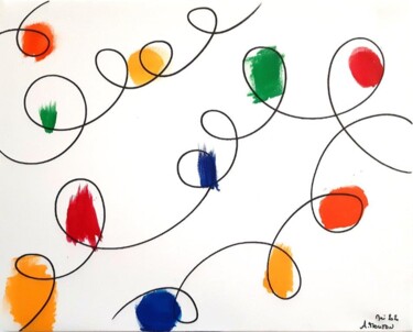 Painting titled "Boucles confinées" by Angelique Mouton, Original Artwork, Acrylic