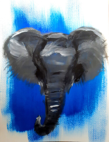 Pittura intitolato "Elephant sans Défen…" da Angelique Mouton, Opera d'arte originale, Acrilico