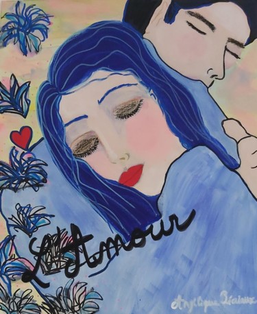 Painting titled "L'Amour" by Angélique Pécriaux, Original Artwork, Acrylic Mounted on Other rigid panel