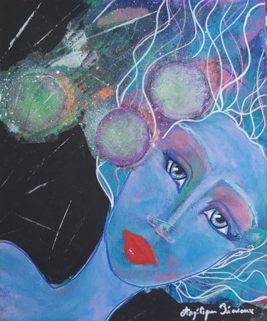 Pintura intitulada "Cosmic Girl 2" por Angélique Pécriaux, Obras de arte originais, Acrílico