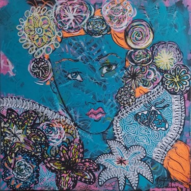 Peinture intitulée "Blue girl" par Angélique Pécriaux, Œuvre d'art originale, Acrylique