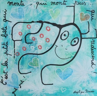 La petite bête qui monte ... Peinture intitulée "La petite bête qui…" par Angélique Pécriaux, Œuvre d'art originale, Acrylique